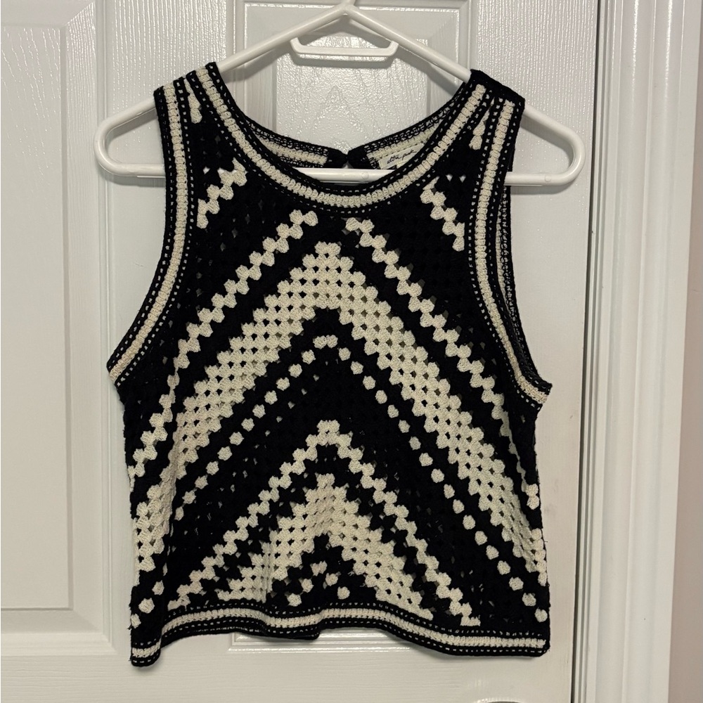 Black and Cream Crochet Tank Top